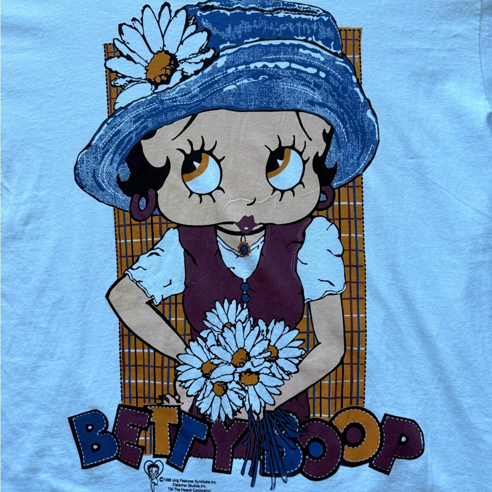 Vintage 1996 Betty Boop Daisy Flower Graphic Streetwear Tee - Picture 2 of 8